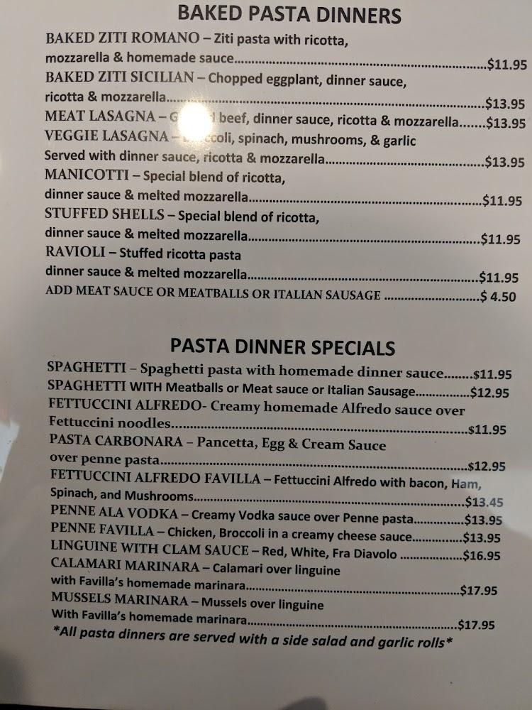 Favilla's New York Pizza Hendersonville Menu image 1
